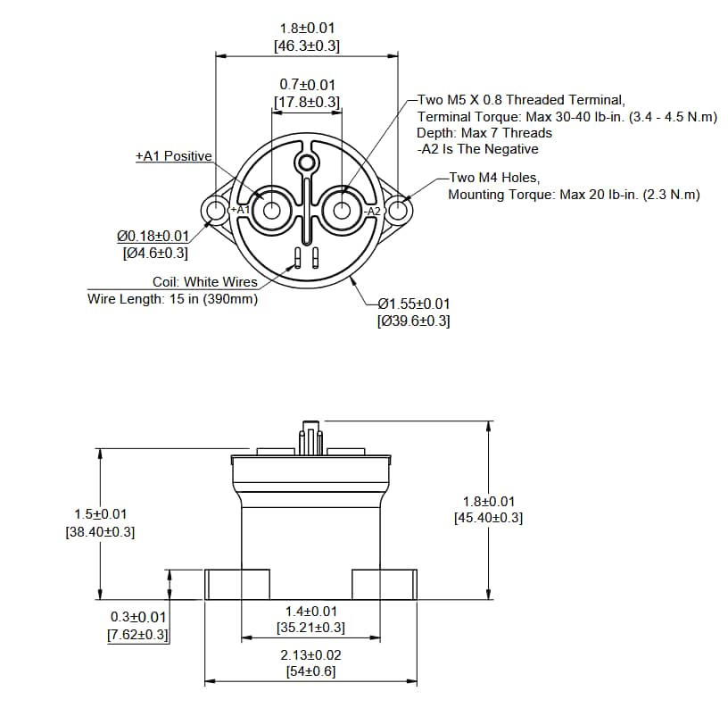 Mechanical Drawing - Altran Magnetics ASEV30 High-Voltage DC Contactors