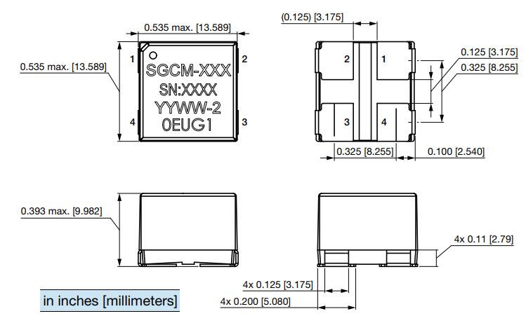 Mechanical Drawing - Vishay / Dale SGCM05339 Space-Grade SMD Common-Mode Chokes