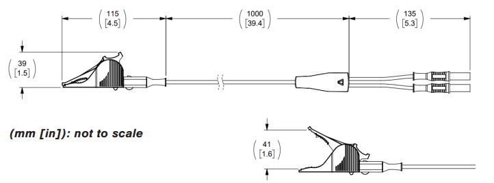 Mechanical Drawing - Cal Test Electronics CT4555 Kelvin Alligator Clips