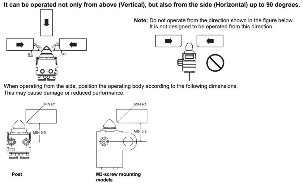 Mechanical Drawing - Omron Electronics D2EW-R Sealed Switches with Integrated Resistors