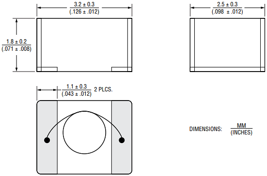 Mechanical Drawing - Bourns SRP3220A Shielded Power Inductors