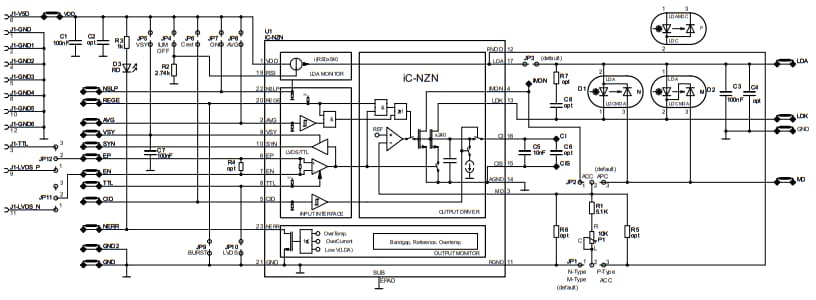 Schematic - iC-Haus iC-NZN EVAL NZN1D Evaluation Board