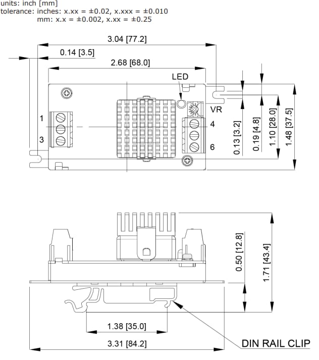 Mechanical Drawing - CUI Inc DQC30 DC-DC Converters