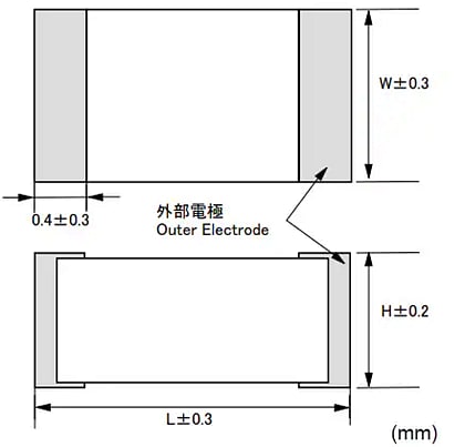 Mechanical Drawing - Rubycon MF Mini Polymer Multilayer Capacitors (PMLCAP™)