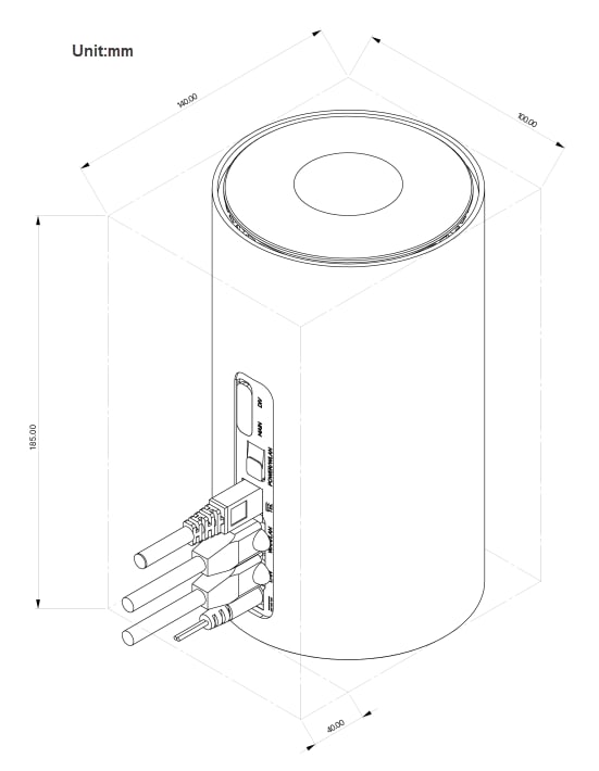 Mechanical Drawing - Teltonika CAP700 5G Wi-Fi® 7 Router